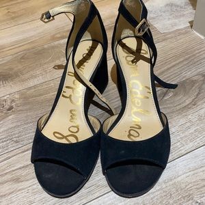 Sam Edelman Black Suede Low-Heel Sandals
